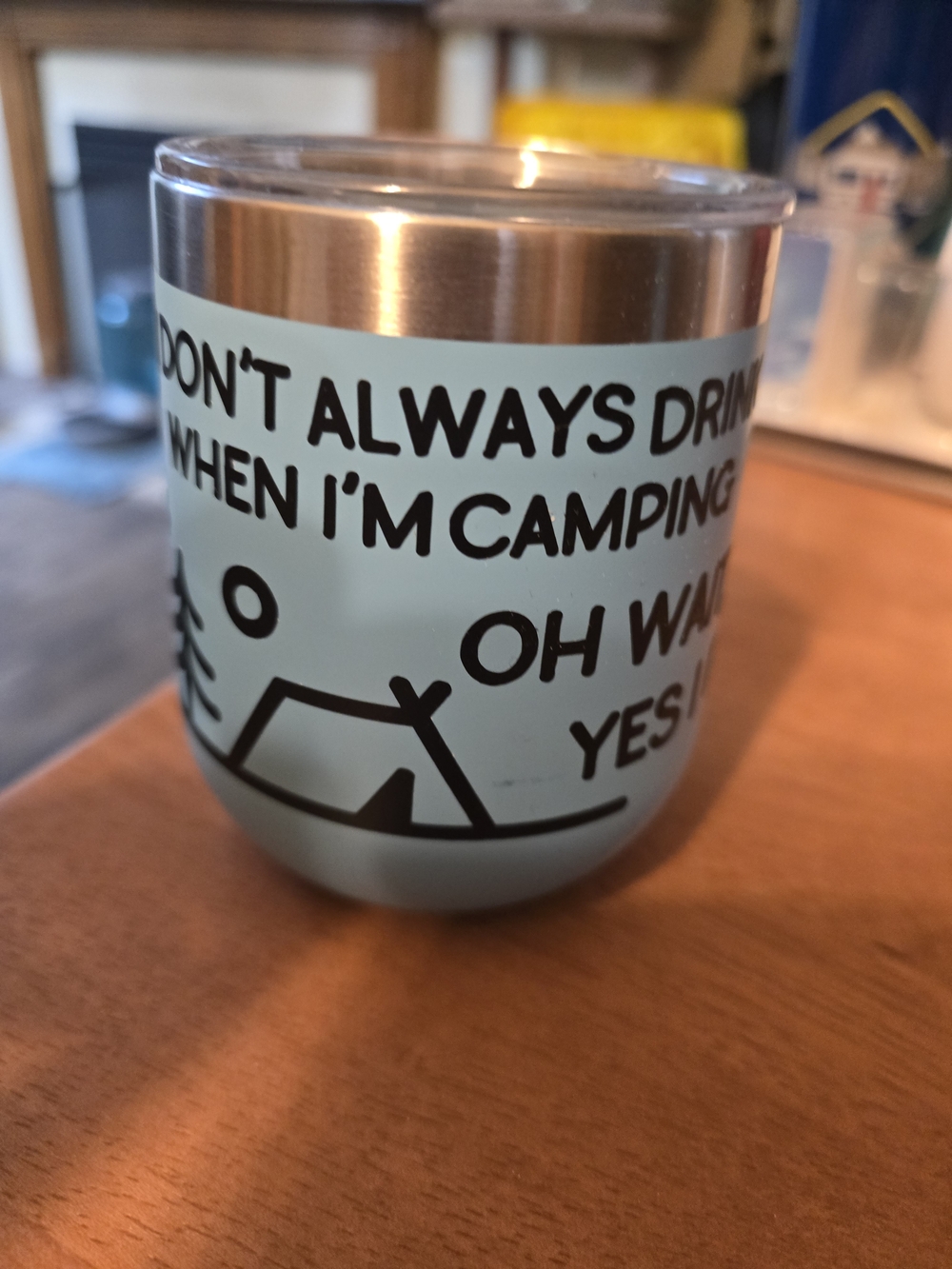 Stainless Steel Light Blue Camping Wine Tumbler